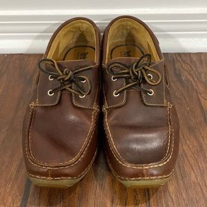 Timberland Mens brown leather boat shoes
